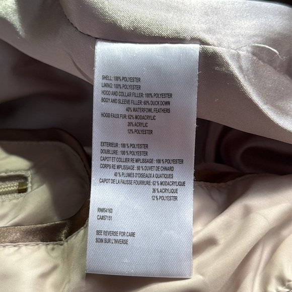 C CALVIN KLEIN Women’s Large Hooded Shiny Blush Puffer Coat Faux Fur Trim - Picture 10 of 10